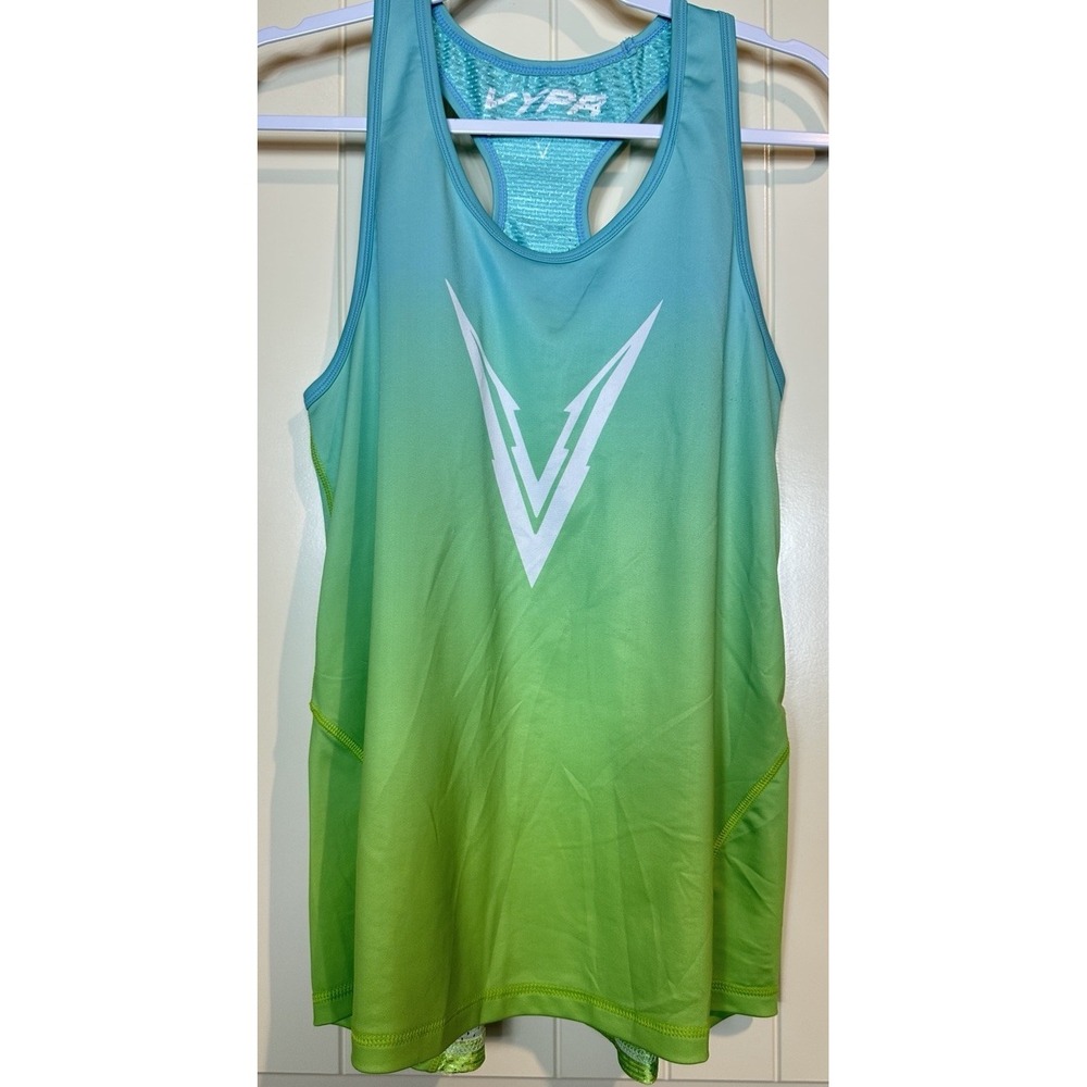 Vypr green ombre racerback mesh back athletic sleeveless tank top Sz L workout